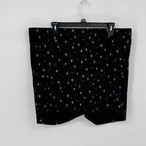 Torrid Womens Plus Size 3X Black Celestial Moon Star Print Cotton Bike Shorts